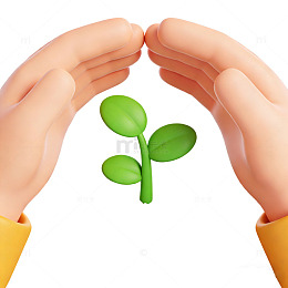 卡通双手呵护幼苗