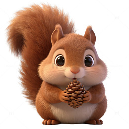 卡通松鼠松果插画