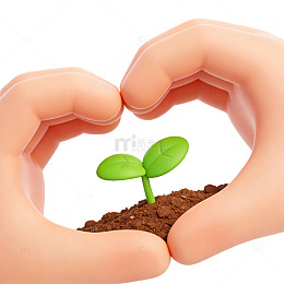手捧小苗环保创意插画