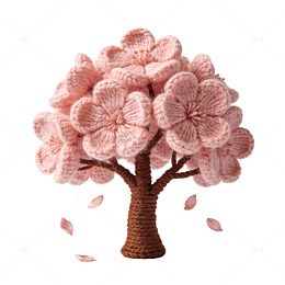 粉色樱花树手工编织艺术装饰