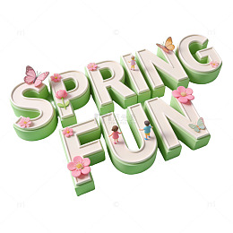 春季欢乐卡通插画设计