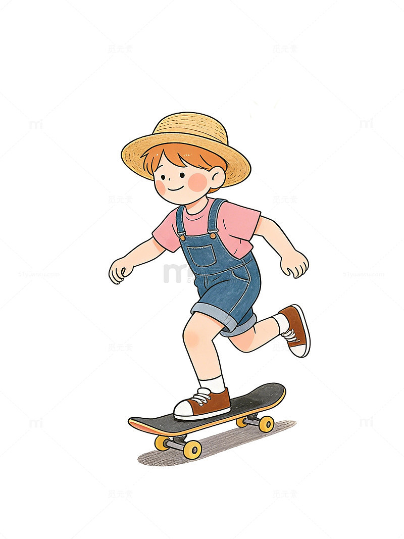 卡通男孩滑板插画人物素材