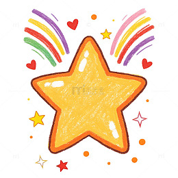 可爱手绘黄色星星表情元素