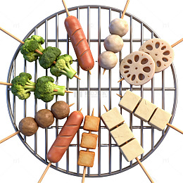 烧烤食材组合3D模型