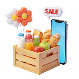 手机购物食品插画