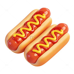 简约热狗快餐食品模型
