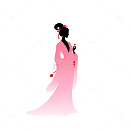东方女性剪影插画