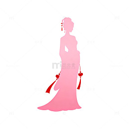 优雅女性剪影粉色插画
