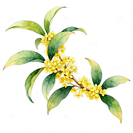 水彩桂花枝条装饰画