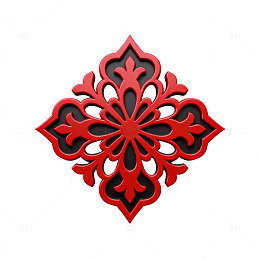 红色镂空花纹装饰图案设计素材