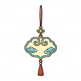 传统中国风云纹挂件插画