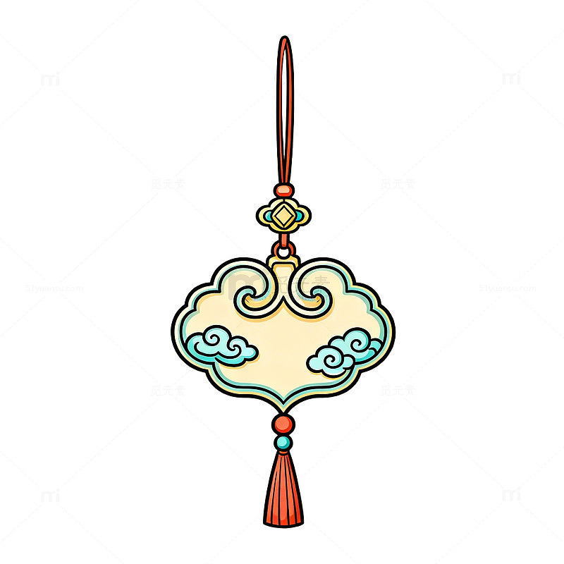 传统中国风云纹挂件插画