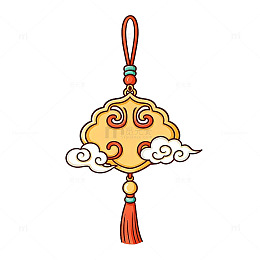 传统中国风金饰挂饰插画