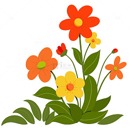 扁平风手绘花卉植物装饰元素