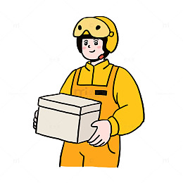 劳动节外卖员手绘卡通免抠元素