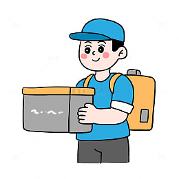 劳动节外卖员手绘免抠元素