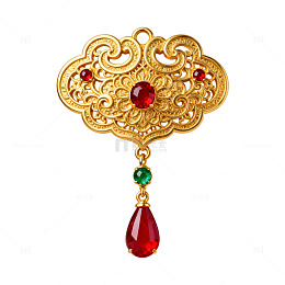 黄金云纹宝石吊坠插画