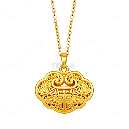 黄金吊坠锁形饰品
