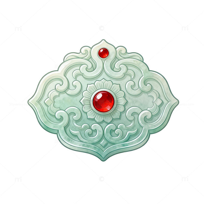 古典花纹玉佩图案装饰素材