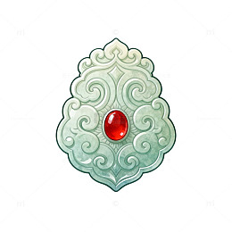 古风玉石镶嵌饰品插画