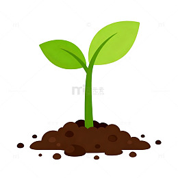 卡通幼苗生长土壤插画