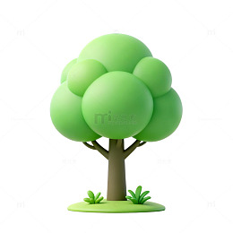 简约卡通风格树木插图