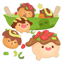 可爱章鱼小丸子章鱼烧快餐美食卡通插画