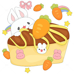 可爱胡萝卜巧克力奶油蛋糕快餐美食卡通插画