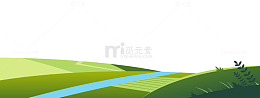简约风景田园河流插画