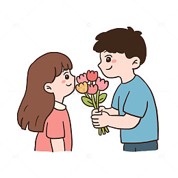 白色情人节送花免抠元素