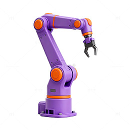 紫色机械臂工业机器人设计素材