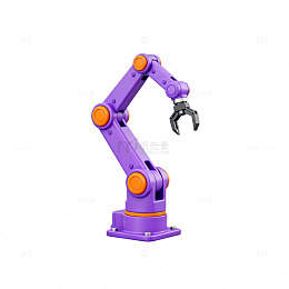 紫色机械臂工业机器人模型
