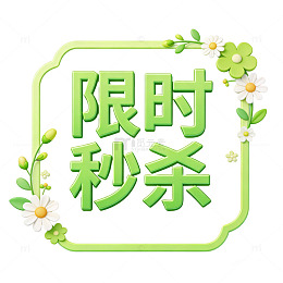 绿色边框限时秒杀海报设计元素