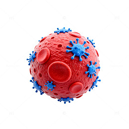 红色病毒细胞三维渲染图