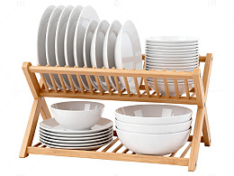 简约木质碗碟架