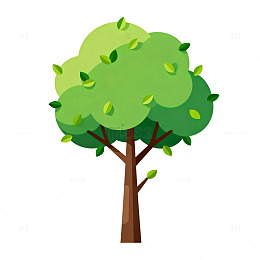 卡通风格绿树插画