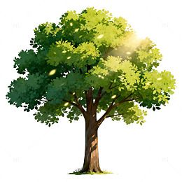 绿色插画大树自然风光