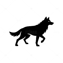 简约黑狼剪影设计素材