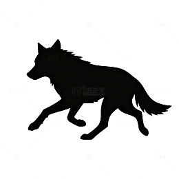 黑色剪影狼图案设计元素