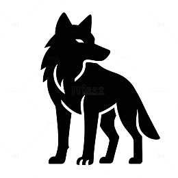 简约黑狼剪影图案