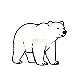 线描北极熊插画素材