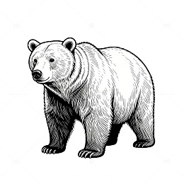 手绘熊插画素描风格