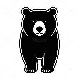 简约卡通黑熊图案