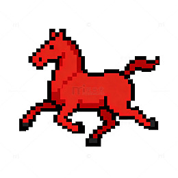 像素风红马图案插画设计素材