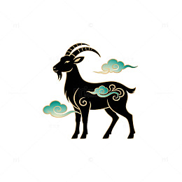 山羊剪影艺术图案