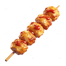 烤鸡肉串美食插画