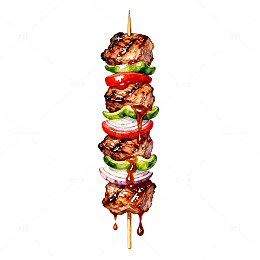烤肉串美食插画设计素材