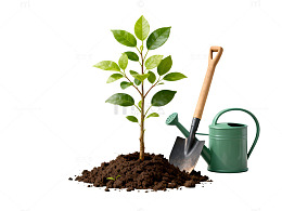 简约风园艺工具与植物图片