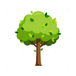 卡通风格绿色树木插图