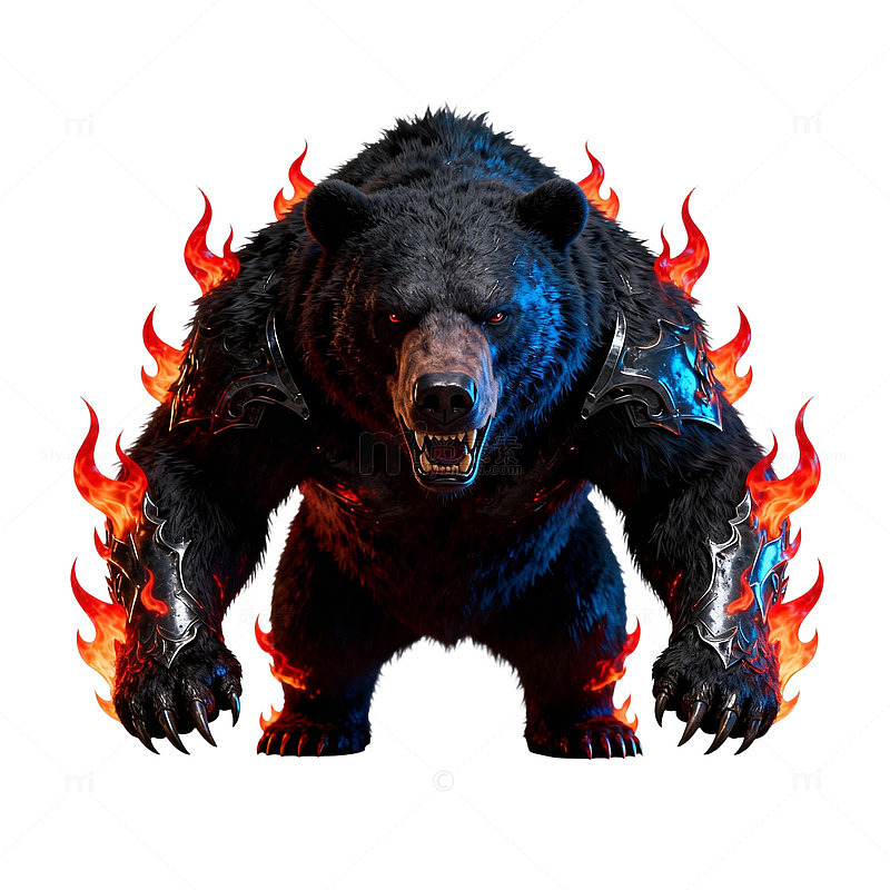 火焰熊兽幻想艺术插画